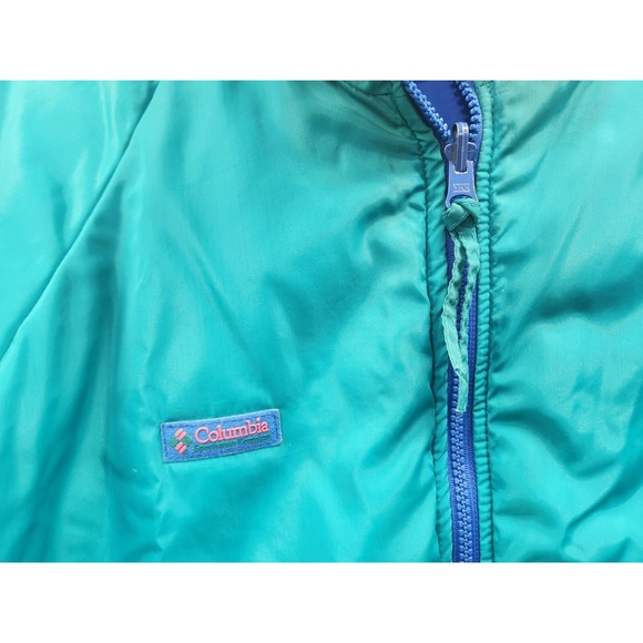 Vtg 90's Columbia Men's Coat Sz XL Blue Teal Reversible Thinsulate Bomber Jacket - Picture 10 of 15
